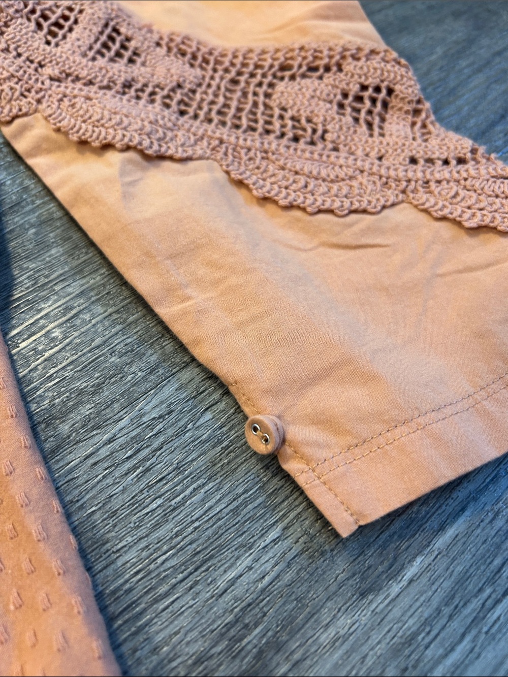 Free People Boho Crochet Lace Embroidered Sleeve Blouse Medium - Picture 7 of 9